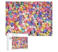Puzzles pour Adolescents 500 PCS Colorful Candy Hearts Assortment Puzzles pour Adultes Jeu De Réflexion Décoration Intérieure Activités Amusantes À La Maison 500 PCS