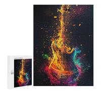 Puzzles pour Adolescents 500 PCS Colorful Electric Guitar Artwork Puzzles pour Adultes Assemblage De Modèles De Puzzles Défi À Réaliser Soirée Jeux Et Divertissement en Famille 500 PCS