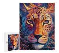Puzzles pour Adolescents 500 PCS Colorful Leopard Portrait Puzzle Anti-Stress, Jouet Idéal pour Une Décoration Amusante À La Maison, 500 PCS