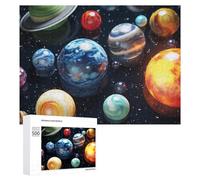 Puzzles pour Adolescents 500 PCS Colorful Planets in Space Puzzles pour Adultes Jeux Relaxants Découpe De Précision Jeu Stimulant Cadeaux 500 PCS