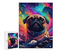 Puzzles pour Adolescents 500 PCS Colorful Pug in Space Puzzles pour Adultes Assemblage De Modèles De Puzzles Défi À Réaliser Soirée Jeux Et Divertissement en Famille 500 PCS