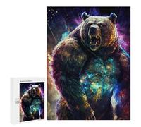 Puzzles pour Adolescents 500 PCS Colorful Roaring Bear Artwork Puzzles pour Adultes Jeux Relaxants Découpe De Précision Jeu Stimulant Cadeaux 500 PCS