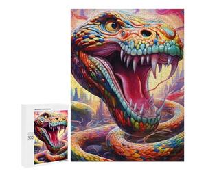 Puzzles pour Adolescents 500 PCS Colorful Serpent Artwork Puzzles pour Adultes Jeux Relaxants Découpe De Précision Jeu Stimulant Cadeaux 500 PCS