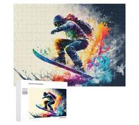 Puzzles pour Adolescents 500 PCS Colorful Snowboarder in Action Puzzles pour Adultes Jeu De Réflexion Décoration Intérieure Activités Amusantes À La Maison 500 PCS