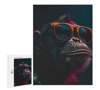 Puzzles pour Adolescents 500 PCS Cool Monkey and Sunglasses Puzzles pour Adolescents Jeux Relaxants Assemblage De Motifs Cadeaux Uniques d'anniversaire Et De Noël 500 PCS