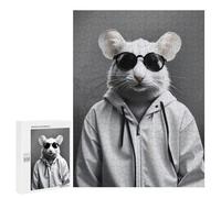 Puzzles pour Adolescents 500 PCS Cool Mouse Glasses Funny Puzzles pour Adultes Jeux Relaxants pour S'amuser en Famille Cadeaux De Noël Et d'anniversaire 500 PCS