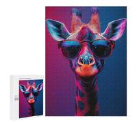 Puzzles pour Adolescents 500 PCS Cool Vibrant Neon Giraffe Portrait Puzzles pour Adultes, Jouets Anti-Stress, Activités Amusantes À Faire À La Maison, 500 PCS