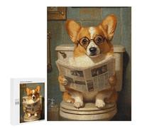 Puzzles pour Adolescents 500 PCS Corgi Reading Newspaper on Toilet-3 Puzzles pour Adultes Assemblage De Modèles De Puzzles Défi À Réaliser Soirée Jeux Et Divertissement en Famille 500 PCS
