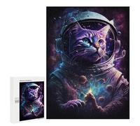 Puzzles pour Adolescents 500 PCS Cosmic Cat Astronaut Art Print-1 Puzzles pour Adultes Activités Familiales Interaction Parent-Enfant Jeu Au Design Élégant 500 PCS