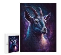 Puzzles pour Adolescents 500 PCS Cosmic Goat Portrait-2 Puzzles pour Adultes Assemblage De Modèles De Puzzles Défi À Réaliser Soirée Jeux Et Divertissement en Famille 500 PCS