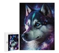 Puzzles pour Adolescents 500 PCS Cosmic Wolf Portrait Art Print-4 Puzzles pour Adultes Assemblage De Modèles De Puzzles Défi À Réaliser Soirée Jeux Et Divertissement en Famille 500 PCS