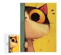 Puzzles pour Adolescents 500 PCS Curious Cat Peeking Puzzles pour Adultes Jeu Familial Décoration Parfaite Difficile À Compléter 500 PCS
