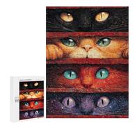 Puzzles pour Adolescents 500 PCS Curious Cats Peeking Through Slats Puzzles pour Adultes Jeux Relaxants, Amusants Et Humoristiques, Stimulants À Compléter 500 PCS