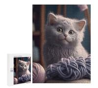 Puzzles pour Adolescents 500 PCS Curious Kitten with Yarn Puzzles, Jeux Relaxants, Décoration Intérieure, Cadeaux Et Idées Cadeaux Uniques pour Un Anniversaire 500 PCS
