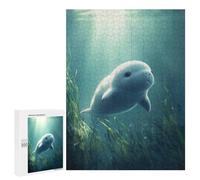 Puzzles pour Adolescents 500 PCS Cute Baby Dugong Whale Puzzles pour Adolescents Jeux Relaxants Assemblage De Motifs Cadeaux Uniques d'anniversaire Et De Noël 500 PCS