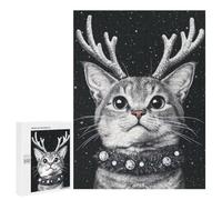 Puzzles pour Adolescents 500 PCS Cute Reindeer Cat Puzzles pour Adolescents, Jouets Anti-Stress, Décoration Murale, Cadeaux d'anniversaire Et De Noël Uniques 500 PCS