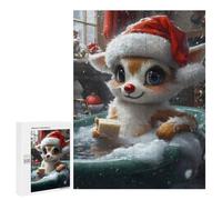 Puzzles pour Adolescents 500 PCS Cute Reindeer in A Bath Christmas Puzzles pour Adolescents, Jouets Anti-Stress, Décoration Murale, Cadeaux d'anniversaire Et De Noël Uniques 500 PCS