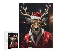 Puzzles pour Adolescents 500 PCS Deer Drinking Beer Xmas Puzzles pour Adultes Jouets Anti-Stress pour S'amuser en Famille Interaction Parent-Enfant 500 PCS