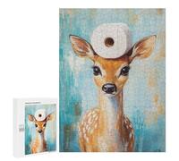 Puzzles pour Adolescents 500 PCS Deer with Toilet Paper Hat Puzzles pour Adolescents, Jouets Anti-Stress, Décoration Murale, Cadeaux d'anniversaire Et De Noël Uniques 500 PCS