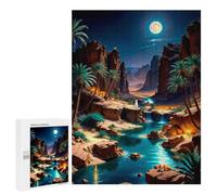 Puzzles pour Adolescents 500 PCS Desert Oasis Under The Moonlight Puzzles pour Adultes Jeux Relaxants Découpe De Précision Jeu Stimulant Cadeaux 500 PCS