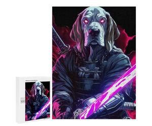 Puzzles pour Adolescents 500 PCS Dog Basset Hound Samurai with Katana Casse-têtes pour Adultes Jeux De Détente Analyse Et Logique Activités Amusantes À La Maison, 500 PCS