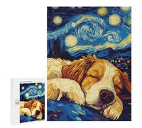 Puzzles pour Adolescents 500 PCS Dog Sleeping Under Starry Night Casse-têtes pour Adultes Jeu De Réflexion Assemblage De Motifs Interaction Parent-Enfant 500 PCS