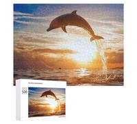 Puzzles pour Adolescents 500 PCS Dolphin Leaping at Sunset -4 Puzzles pour Adultes Jeu De Réflexion Décoration Intérieure Activités Amusantes À La Maison 500 PCS
