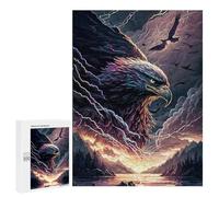 Puzzles pour Adolescents 500 PCS Eagle Stormy Sky Art Print Puzzles pour Adultes Assemblage De Modèles De Puzzles Défi À Réaliser Soirée Jeux Et Divertissement en Famille 500 PCS