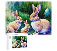 Puzzles pour Adolescents 500 PCS Easter Bunny Family Scene Puzzles pour Adultes Jeu De Réflexion Décoration Intérieure Activités Amusantes À La Maison 500 PCS