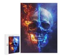 Puzzles pour Adolescents 500 PCS Electric Fire Skull Artwork Puzzles pour Adultes Assemblage De Modèles De Puzzles Défi À Réaliser Soirée Jeux Et Divertissement en Famille 500 PCS