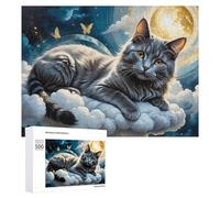 Puzzles pour Adolescents 500 PCS Enchanted Celestial Cat Dreamscape Puzzles pour Adultes Jeu De Réflexion Décoration Intérieure Activités Amusantes À La Maison 500 PCS