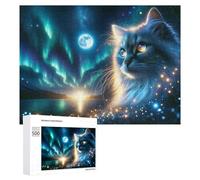 Puzzles pour Adolescents 500 PCS Enchanted Celestial Cat Night Scene Puzzles pour Adultes Jeux Relaxants Découpe De Précision Jeu Stimulant Cadeaux 500 PCS