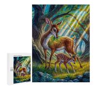 Puzzles pour Adolescents 500 PCS Enchanted Forest Deer Fawn Puzzles pour Adolescents, Jouets Anti-Stress, Décoration Murale, Cadeaux d'anniversaire Et De Noël Uniques 500 PCS
