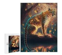 Puzzles pour Adolescents 500 PCS Enchanted Leopard in Autumn Puzzles pour Adultes Jeux Relaxants Découpe De Précision Jeu Stimulant Cadeaux 500 PCS