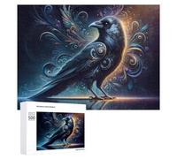 Puzzles pour Adolescents 500 PCS Enchanted Raven Artwork Puzzle Anti-Stress, Jouet Idéal pour Une Décoration Amusante À La Maison, 500 PCS