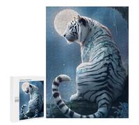 Puzzles pour Adolescents 500 PCS Enchanted White Tiger Moonlit Forest Puzzles pour Adultes Assemblage De Modèles De Puzzles Défi À Réaliser Soirée Jeux Et Divertissement en Famille 500 PCS