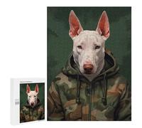 Puzzles pour Adolescents 500 PCS English Bull Terrier Camo Puzzles, Jeux Amusants, Assemblage De Motifs, Cadeaux Uniques d'anniversaire Et De Noël 500 PCS