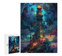 Puzzles pour Adolescents 500 PCS Fantasy Lighthouse Night Scene Puzzles pour Adolescents Améliorent La Mémoire Difficiles À Compléter Jeux Stimulants 500 PCS