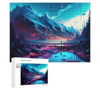 Puzzles pour Adolescents 500 PCS Fantasy Mountain Lake Reflection Puzzle Anti-Stress, Jouet Idéal pour Une Décoration Amusante À La Maison, 500 PCS
