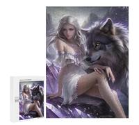 Puzzles pour Adolescents 500 PCS Fantasy Wolf and Goddess Artwork Puzzles pour Adultes Activités Familiales Interaction Parent-Enfant Jeu Au Design Élégant 500 PCS