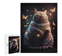 Puzzles pour Adolescents 500 PCS Fat Cat Butterfly Fantasy Puzzles pour Adolescents Jeux Relaxants Assemblage De Motifs Cadeaux Uniques d'anniversaire Et De Noël 500 PCS