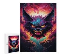Puzzles pour Adolescents 500 PCS Fiery Demon Cat Artwork Puzzles pour Adultes Assemblage De Modèles De Puzzles Défi À Réaliser Soirée Jeux Et Divertissement en Famille 500 PCS