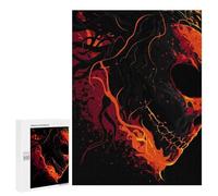 Puzzles pour Adolescents 500 PCS Fiery Skull Abstract Art Puzzles pour Adultes Jouets Anti-Stress pour S'amuser en Famille Interaction Parent-Enfant 500 PCS