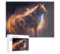 Puzzles pour Adolescents 500 PCS Flaming Wolf Digital Art -1 Puzzles pour Adultes Jeu De Réflexion Décoration Intérieure Activités Amusantes À La Maison 500 PCS