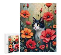 Puzzles pour Adolescents 500 PCS Floral & Feline Harmony Puzzles pour Adolescents - Jeu Familial - Décoration Murale - Interaction Parent-Enfant 500 PCS