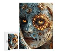 Puzzles pour Adolescents 500 PCS Floral Skull Face Art Puzzles pour Adultes - Jeu Manuel Anti-Stress - Cadeaux Uniques pour Anniversaire Et Noël 500 PCS