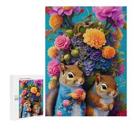 Puzzles pour Adolescents 500 PCS Floral Squirrel Duo Puzzle Anti-Stress, Jouet Idéal pour Une Décoration Amusante À La Maison, 500 PCS