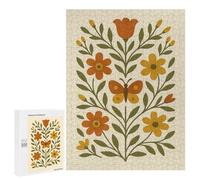 Puzzles pour Adolescents 500 PCS Folk Art Butterfly and Floral Scandinavian Puzzles pour Adultes, Jeux en Famille, Décoration Intérieure, Cadeaux De Noël Et d'anniversaire 500 PCS