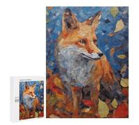 Puzzles pour Adolescents 500 PCS Fox in Autumn Leaves Puzzles pour Adultes - Jeu Manuel Anti-Stress - Cadeaux Uniques pour Anniversaire Et Noël 500 PCS