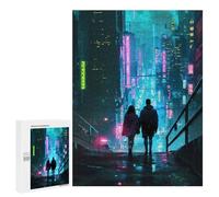 Puzzles pour Adolescents 500 PCS Future Neon City Couple Jeu De Puzzle Familial Décoration Parfaite Cadeaux Uniques pour Un Anniversaire Et Noël 500 PCS